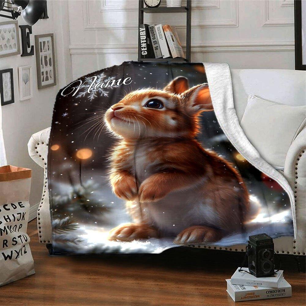 Adorable Bunny Customize Your Name Home Blankets Soft Cozy And Lightweight For Year Round Use Perfect For Picnics Sofa Office Bed Living Room And