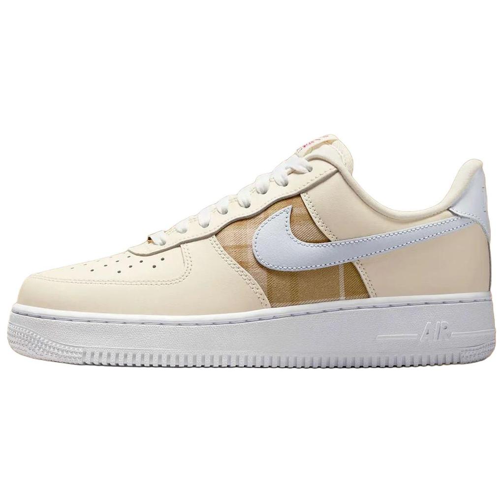 Nike  Air Force 1 07 LX Brown Plaid Women Sneakers Cream Soft-Pear Ghost-White IH7352-001