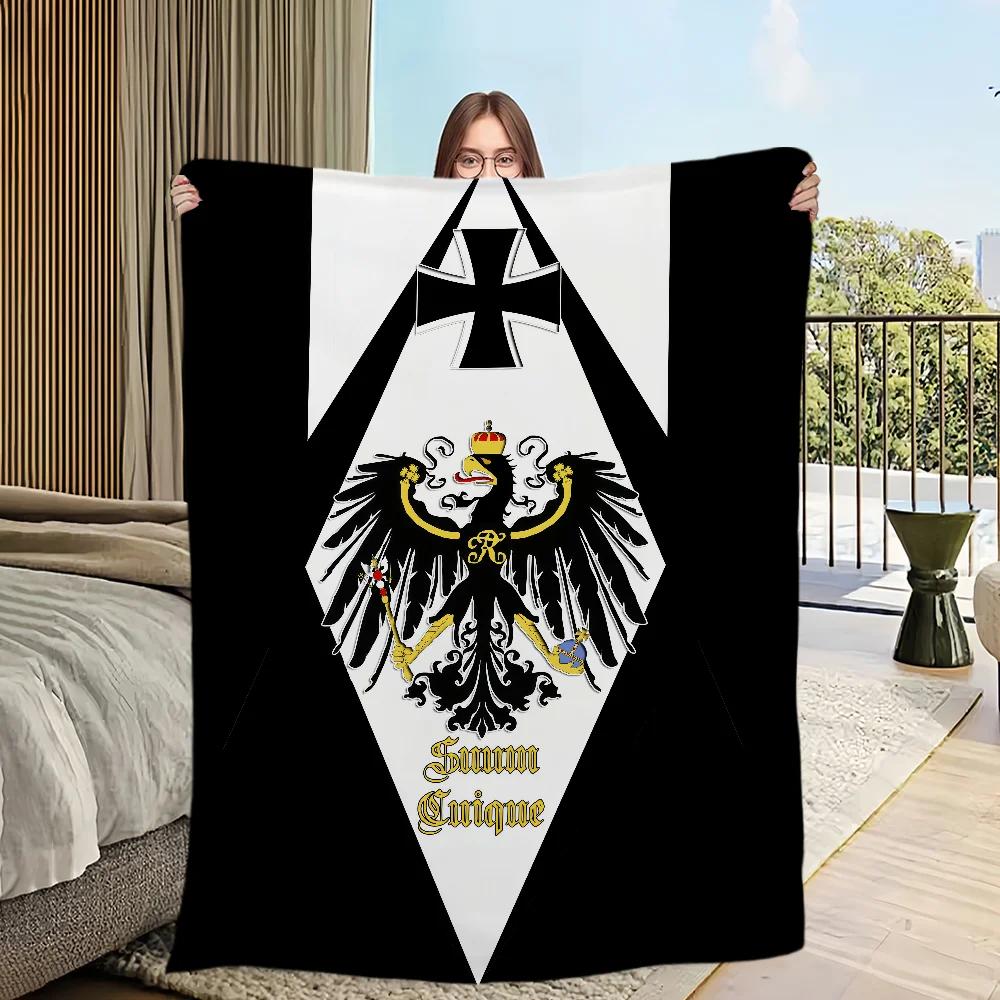 Art Flag Flannel Warm Comfort Soft Plush Throw Blanket for Sofa Living Room Prussia Office Bedroom Travel Gift SingleSided Print