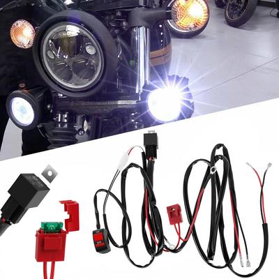 Faisceau de câblage de lumière de moto Interrupteur de phare Relais Fil Câble de phare de moto Connecteur de lumière de travail LED Kit de faisceau de câblage