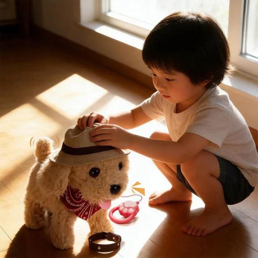 Interactive Walking Plush Puppy Toy Dog, Remote Control Electronic Robot Dog Realistic Wagging Tail, Grooming Set, Gift Toy For Girls & Boys