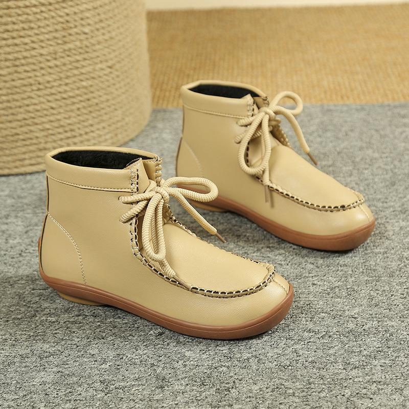 Dámské nadměrné sněhule s kulatou špičkou z PU, ležérní krátké holínky s plochou podrážkou ve stylu Martin, velikosti 36-43