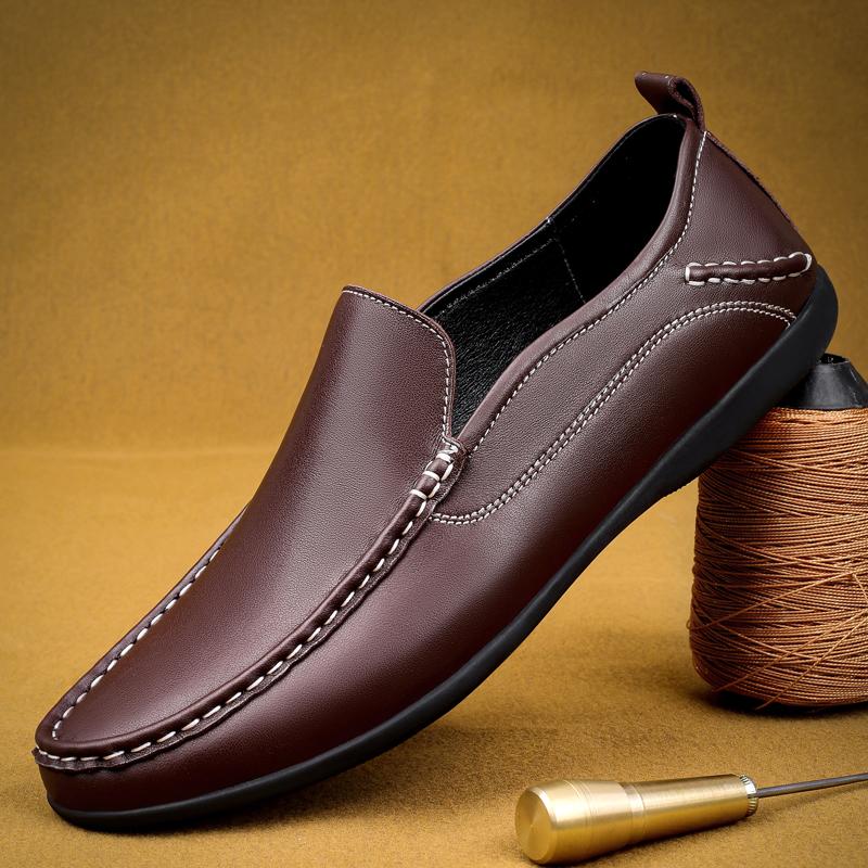 Fashion Driving Shoes Men Brand Trendy Dress Shoes Mens Loafers Split Leather Moccasins Shoes For Men Formal Retro Wedding Shoes