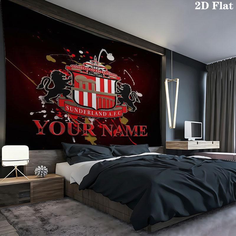 Sunderland A.F Custom Name Wall Tapestry Aesthetic Wall Hanging Printed Fabric Blanket Decorative Tapestries for Bedroom Living Room Home Decor