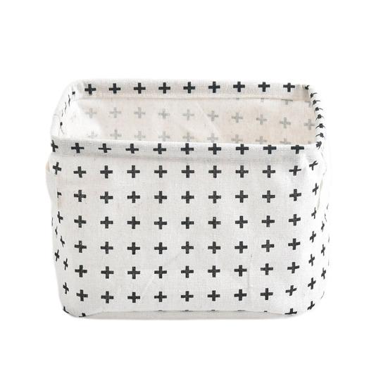Foldable Storage Basket with Handles Waterproof Large Capacity Cotton Linen Printed