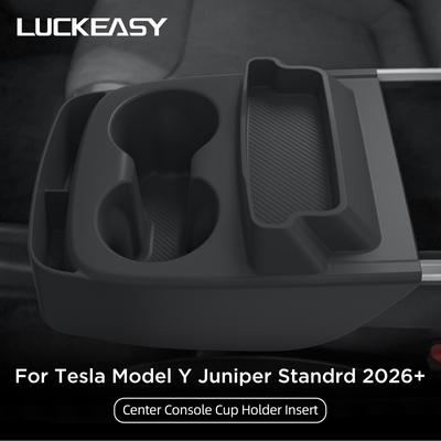 LUCKEASY for Tesla Model Y Juniper Standard RWD 2026 Central Console Water Cup Holder Car Accessories Drinks Holder Storage Case