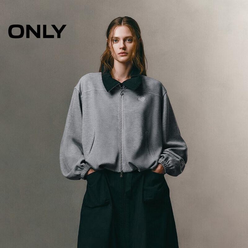 ONLY 2025 Summer Embroidered Loose Fit Crew Neck Sweatshirt for Women M
