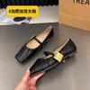 French Mary Jane Shoes Women's Flat-soled Ladyshoes One-word Buckle Single Shoes Spring Soft-soled Fairy Shoes Fat Feet Wide Feet Women's Shoes
