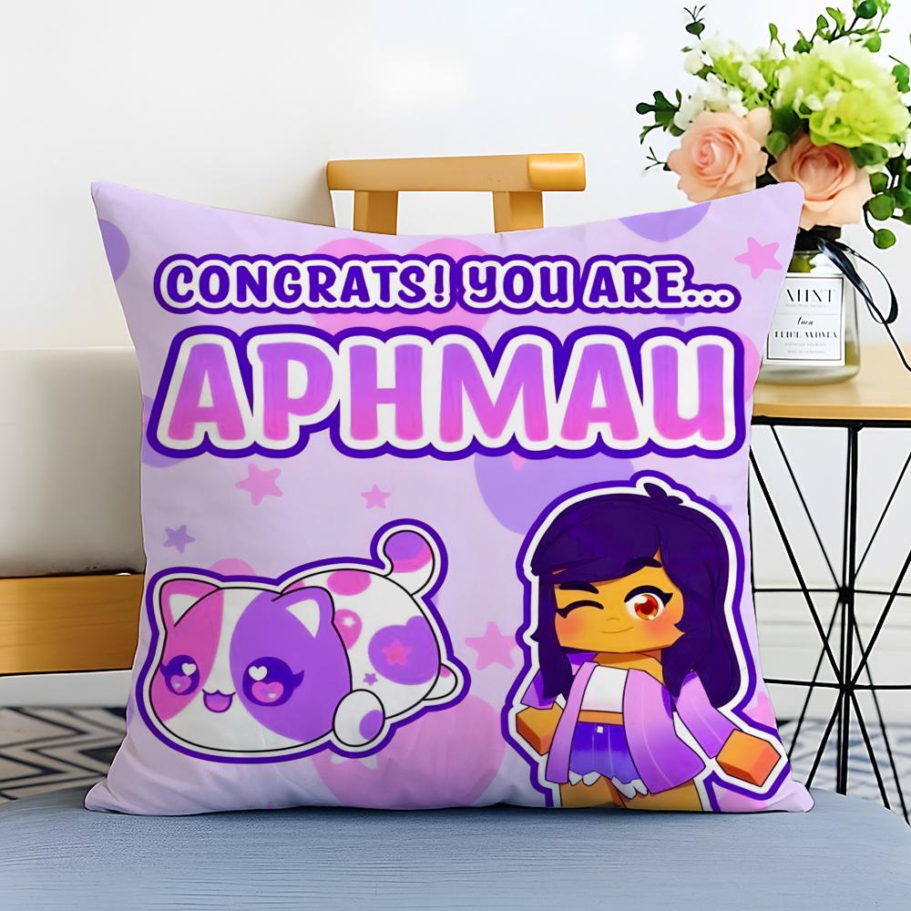 Cartoon Aphmau Decorative Cushion Cover Washable Linen Comfort Soft for Sofa Bed Cozy Home Room Decor