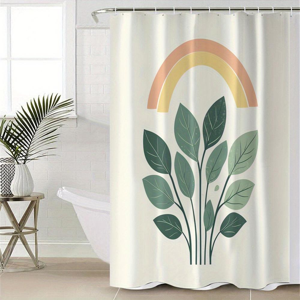 1pc Polyester Shower Curtain with Leaf Design - No Hook Needed, Machine Washable, Modern Bathroom Decor for All Seasons