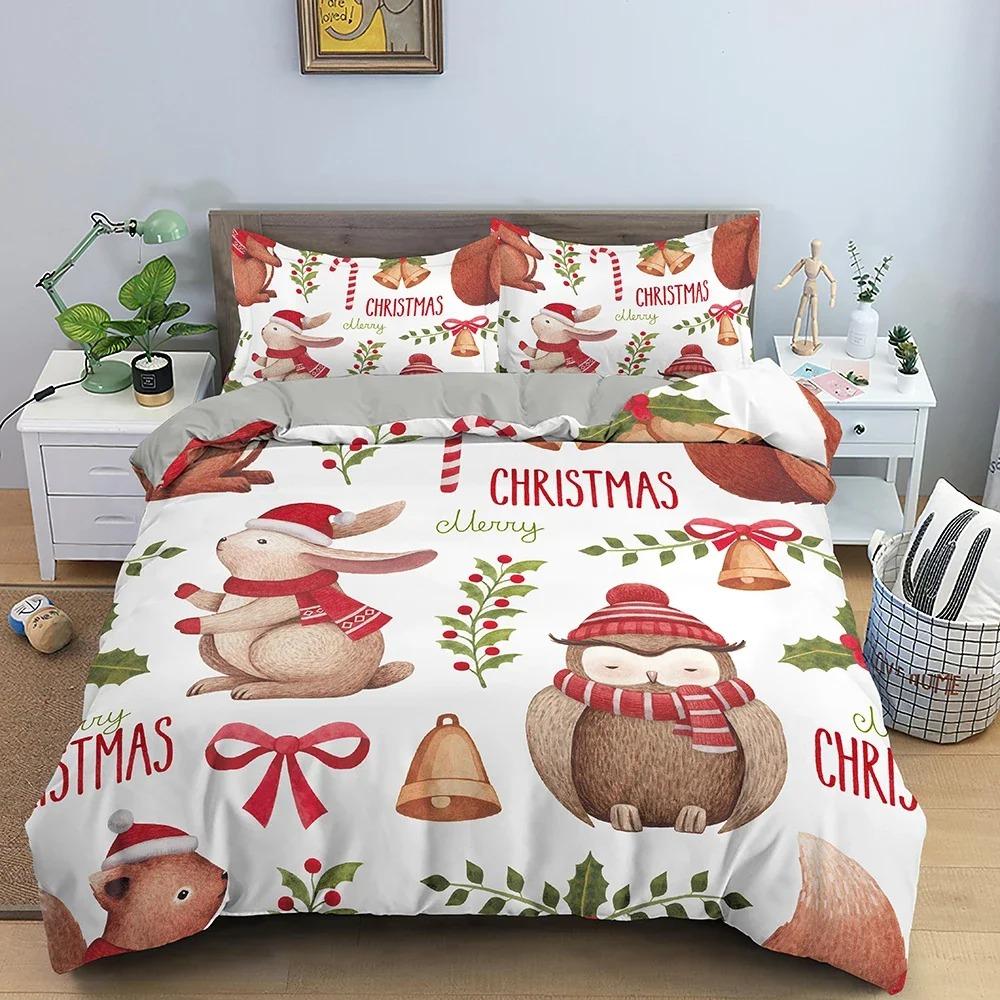 Merry Christmas Bedding Set King Queen Twin Size Duvet Cover Holiday Decorations For Bedroom