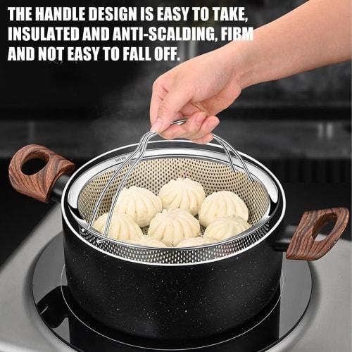 Stainless Steel Steamer Basket, Vegetable Steaming Basket, Pot Steamer Rack, Rice Cooker Basket, Easy Steaming Plate for Placing On a Pot, Basket, Net