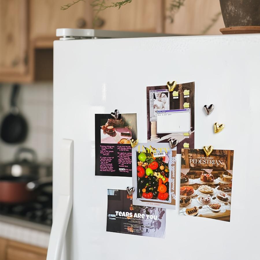 20 Cute Heart-shaped Decorative Magnets, Golden and Silvery Refrigerator Magnets, Small Home Kitchen Magnet Set for Decorating Office Whiteboards