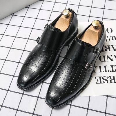 Moda Fivela Negócios Vestido Sapatos Masculinos Padrão Embossed Sapatos Casuais Pontiagudos Sapatos Moda Jovem Zapatos Hombre