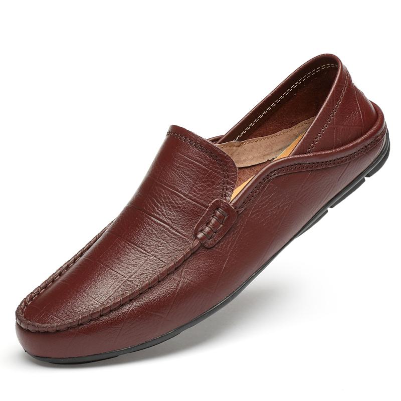Modne miękkie dno męskie buty casualowe luksusowe marki męskie zestaw stóp mokasyny oryginalne skórzane mokasyny oddychające wsuwane buty do jazdy samochodem