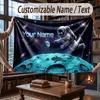 Space Cosmic Theme Throw Blanket Custom Name Text Personalized Blanket Soft Cozy Blanket for Home Sofa Bed