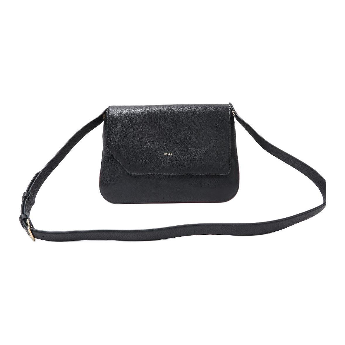

Bally Letter Logo Gold Hardware Leather Crossbody Shoulder Bag Medium Women bags Black Red 6219714 Basic Set (Bag+Dust Bag)