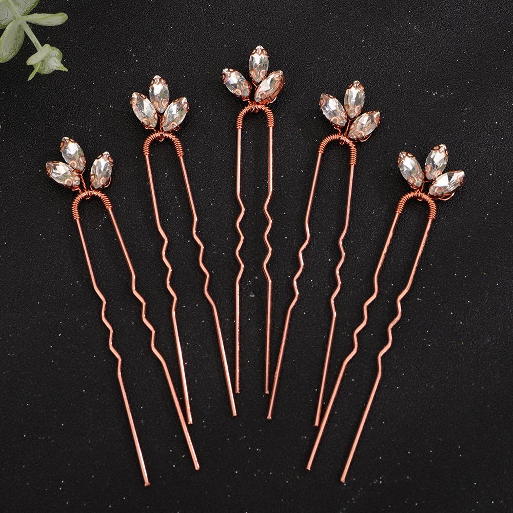 European & American Green Rhinestone Hairpin: Elegant U-Shaped Wedding Hair Accessory for Qipao Dresses.