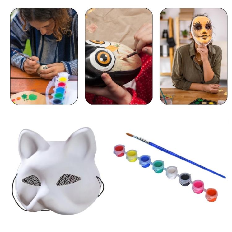 Cats Masquerade Mask Unpainted Mask with Acrylic Paint and Paint Brush for Kid Adult Halloween Masquerades Kid Birthday