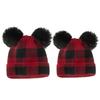 New spot autumn and winter hairball parent-child knitted hat, plaid mother baby Christmas warm hat