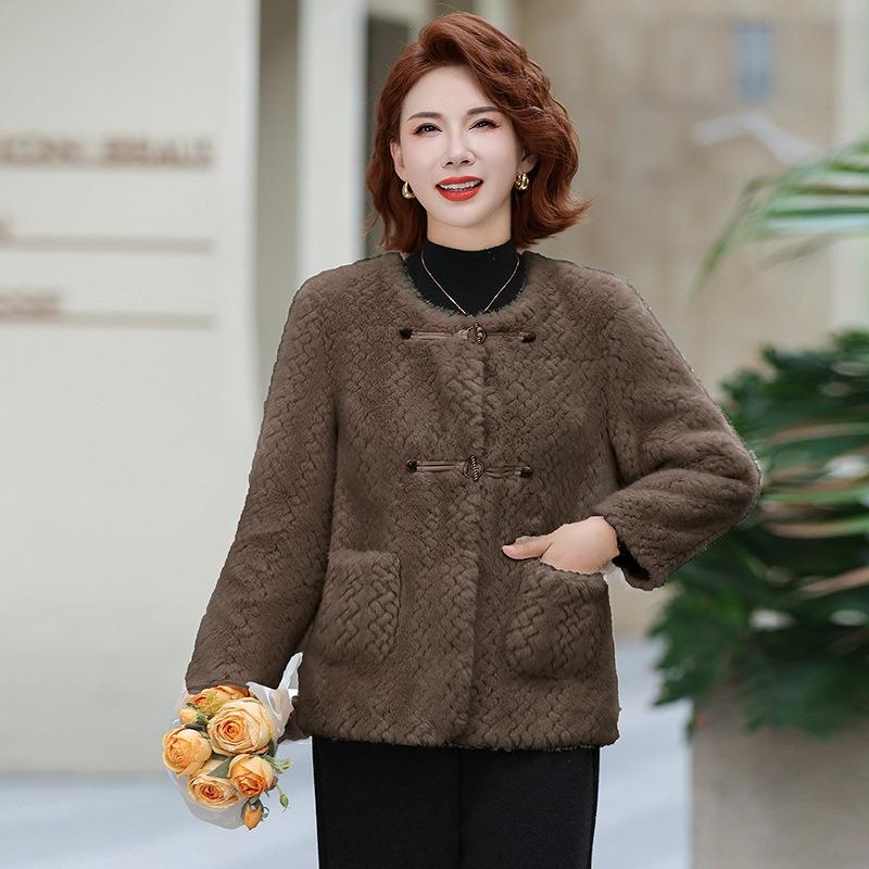 Autumn and winter clothing noble imitation fur jacket women's fur integrated medium and short tops and clothing