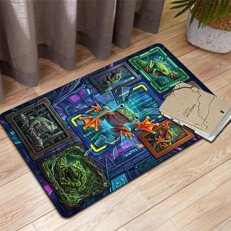 Froggy Frames Cyberspace Pattern Rug Floor Mat for Living Room or Bedroom Soft and Comfortable Carpet a Gift for Birthday and Holiday.