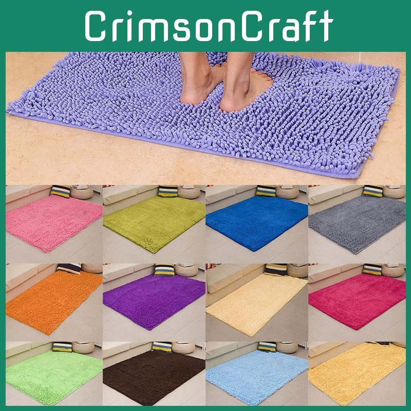 Beautifully Crafted Long Microfiber Shaggy Non Slip Bath Mat Absorbs Moisture For Safety