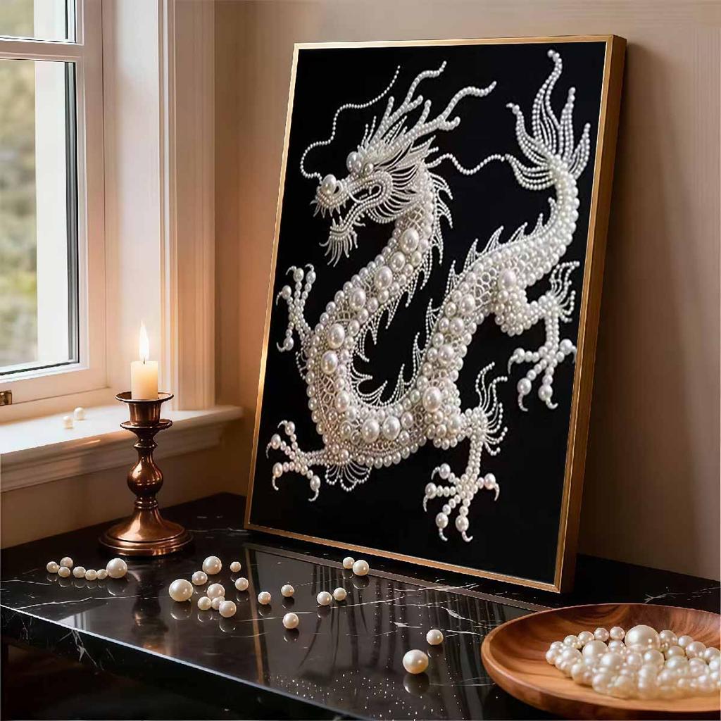 Pearl Dragon DIY Diamond Art Kits 13.7x17.7inch Gem Art Diamond Painting Kits Without Frame for Adults/Beginners Gift Idea Home Wall Decor