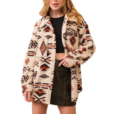 Vintage Furry Winter Women's Plush Lapel Long Sleeve Jacket Coat