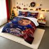 3 Piece Bedding Set with Duvet Cover and 2 Pillowcases - Kylian Mbappe France Graffiti Surprised Face Print - Blue Red Soccer Decor for Fans