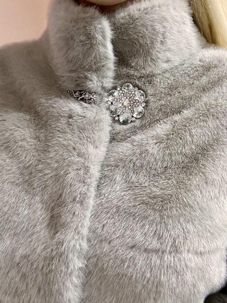 Damenjacke aus künstlichem Nerzfell, Kurze Herbst- und Winterfelljacke, Umweltfreundliches Fell, Winddicht und kältebeständig