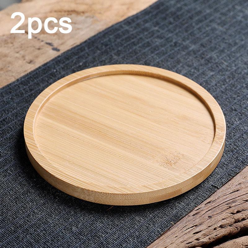2 Pcs Tea Coffee Cup Pad Placemats Walnut Beech Wood Coasters Durable Heat Resistant Mat