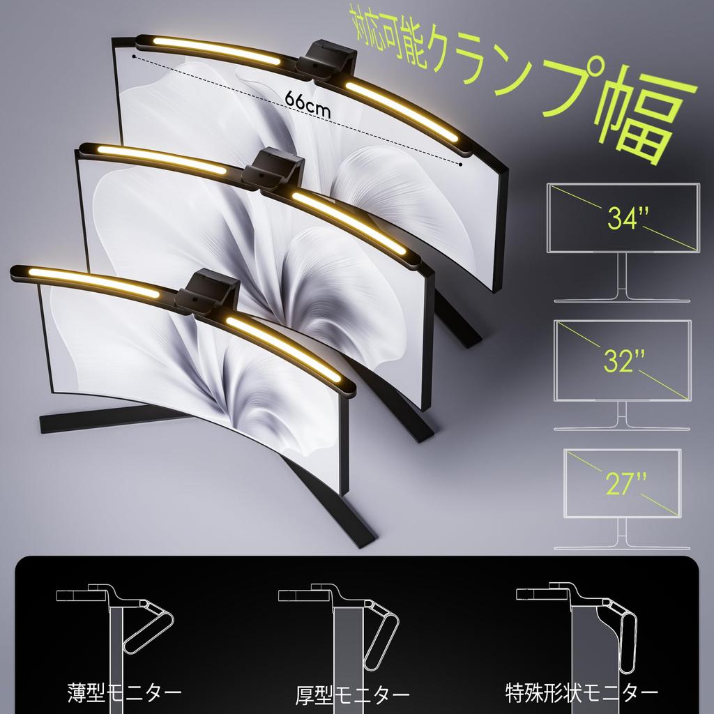 Quntis Monitor Light, 1000R Curved, Dual Adjustable Light Bar with Backlighting, Remote Control, High Color Rendering Ratio (Ra98), Asymmetrical