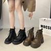 Women's Ankle Boots New Autumn 2026 Retro British Platform Short Boots Height Increase Fashion Retro Leather Botas Para Mujer