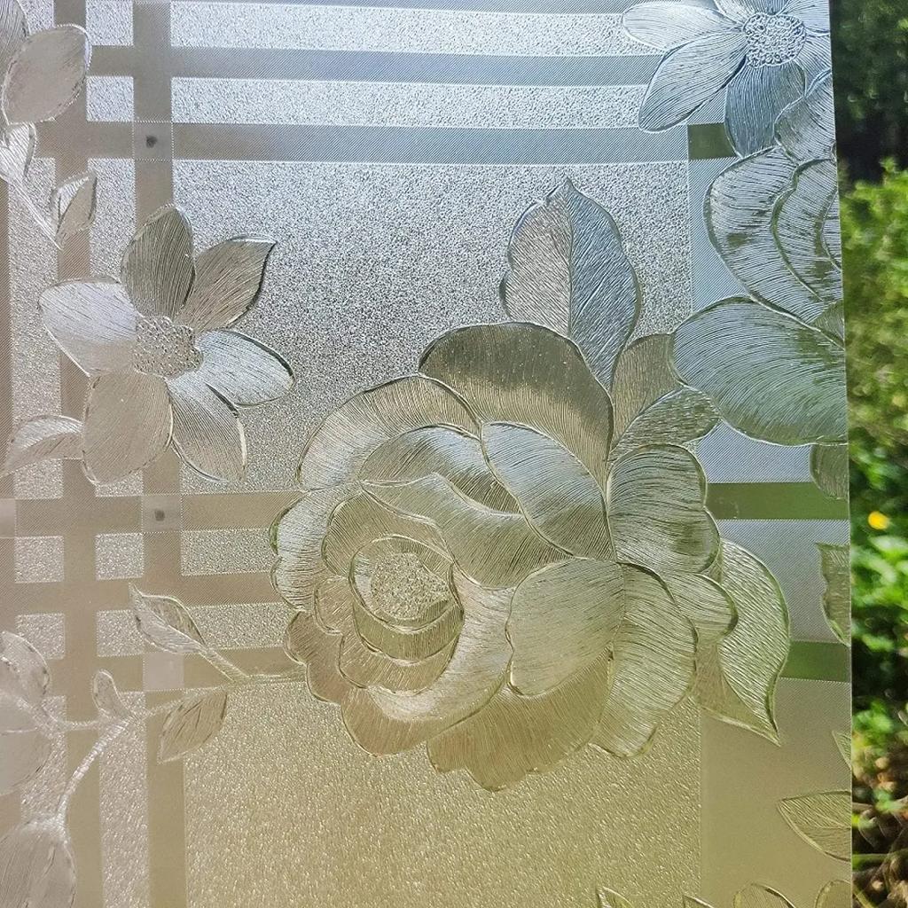 Electrostatic Window Film Glass Sticker Peony Pattern Privacy Protection Decoration Window Film for Door Window Table
