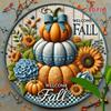 1pc Fall Tin Painting Welcome Pumpkin Wreath Metal Sign Vintage Home Decor
