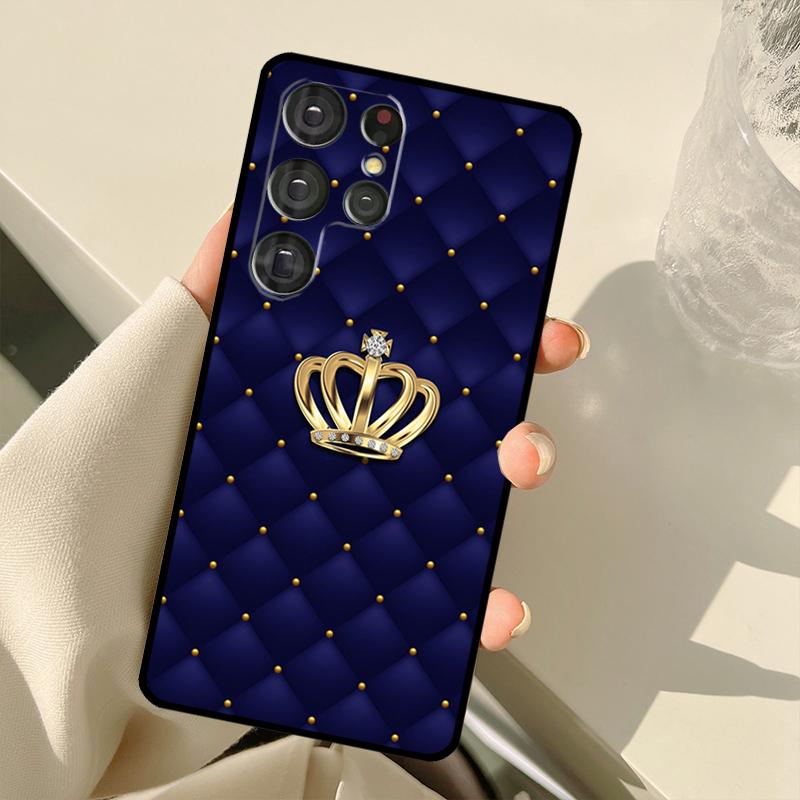 Quilted Texture Sofa Pattern Crown Case For Samsung Galaxy S22 Ultra S21 S20 S24 S25 Ultra S9 S10 Plus S23 FE S25 FE Back Cover