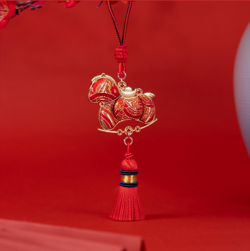 Chinese Gourd Pendant Tassel - Intangible Cultural Heritage Keychain & Bag Charm Souvenir