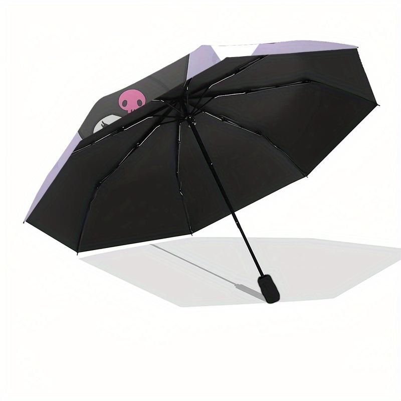 Kuromi,My Melody Automatic Folding Umbrella-Simple 8-Rib Design, Bright Cartoon Pattern, Durable Iron Frame, Suitable For Travel, Outdoor, B