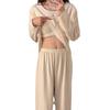 Women's Lamb Cashmere Pajamas with Built-in Bra, Cozy Long Sleeve Set for Fall/Winter
