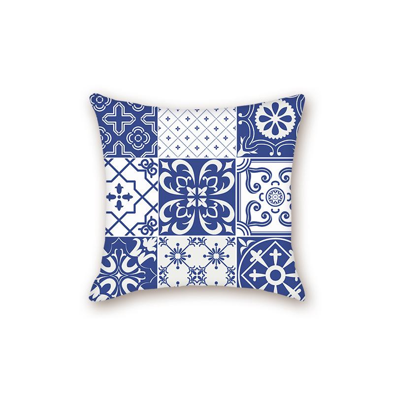 2025 Modern Blue & White Porcelain Series Backrest Pillow Cover for Sofa & Bed