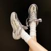 Soft-soled Silver Single Shoes for Women Sneakers Spring Women Jogging Casual Shoes Fashion Lace-up Platform Women Ballet Shoes