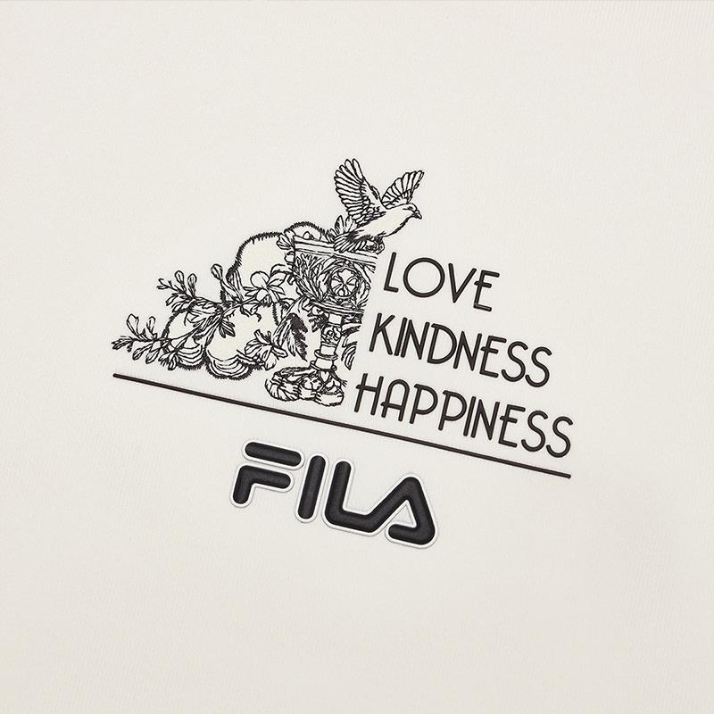 FILA Heritage Series Casual Simple Pullover Long Sleeve Sweatshirt Men sweatshirt Egrets-White F11M518209F-WT