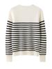 2025 Autumn/Winter Women's Color Block Stripe Cashmere Pullover Sweater - Round Neck, Long Sleeve Knitwear
