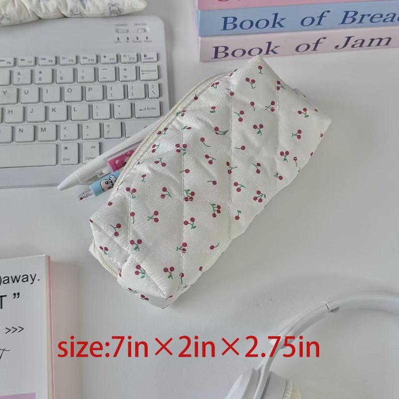 Roztomilá pouzdro na tužky s mašličkou, třešňovými květy, velkokapacitní taška na uložení psacích potřeb, multifunkční kosmetická taštička, penál