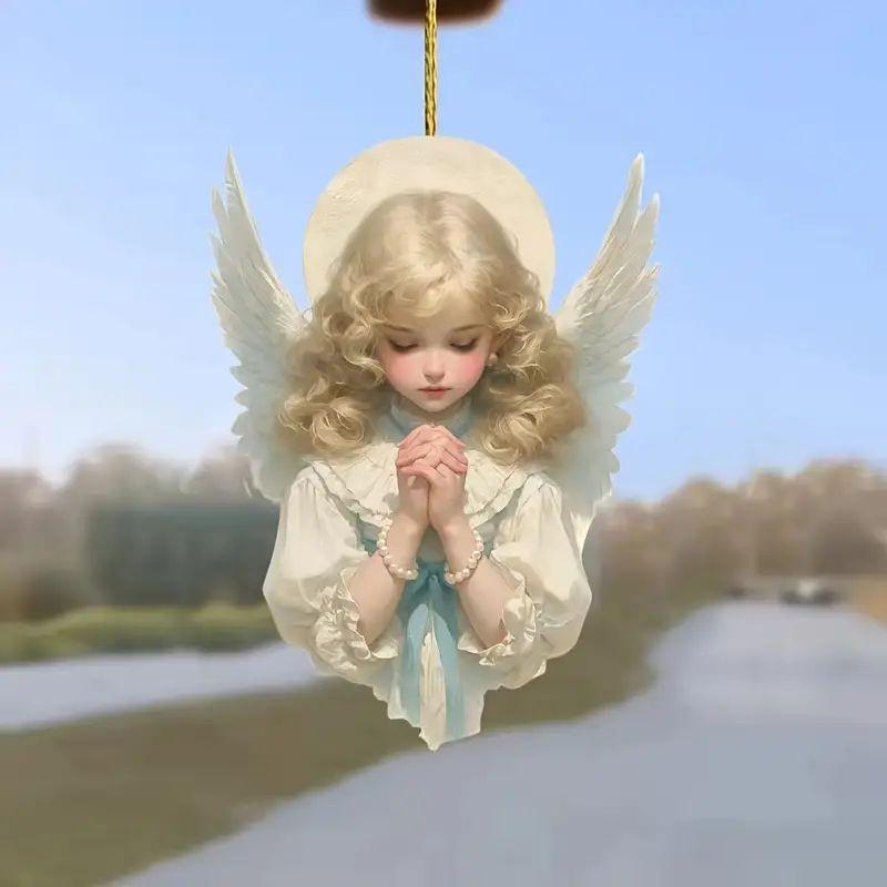 Cute Acrylic Angel Pendant Car Interior Accessory For Rearview Mirror Decoration