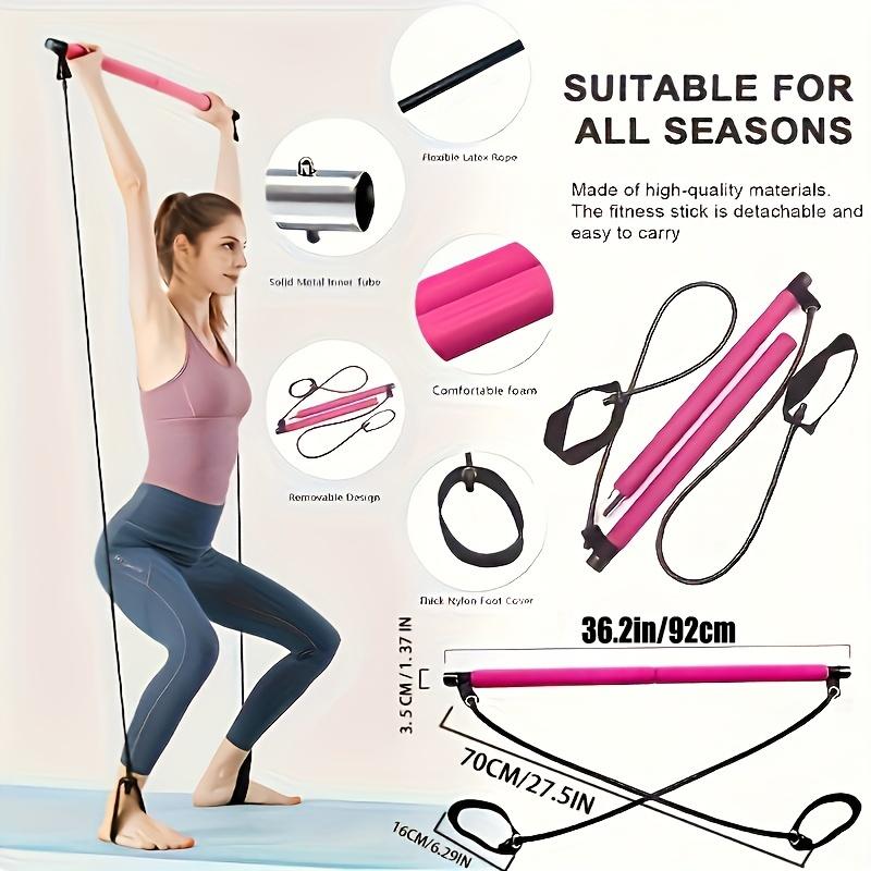 Portable Pilates Bar Kit with Adjustable Resistance Bands for Home Gym Workouts