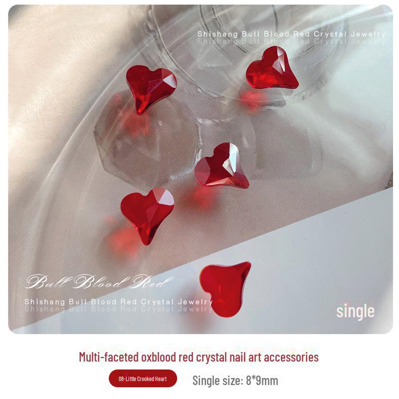 

Бычье-красное кристальное украшение для ногтей Diamond - заостренное, огранка Хуацзы, форма голубиного яйца, новогодние аксессуары