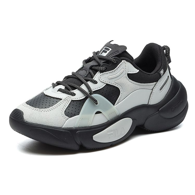 FILA Cloud Leather And Suede Sports Comfort Shock Absorption Wear Resistant Low Top Dad Shoes Women sneaker Black F12W211110FBV