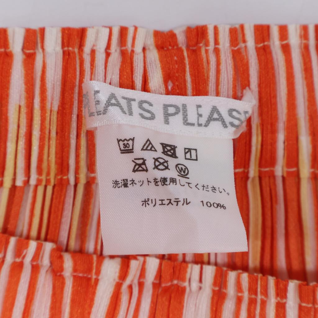 PLEATS PLEASE PP73-JF673 17AW Orange x White Stripe Deformed Wide Pants Bottoms 3 OrangeUsed